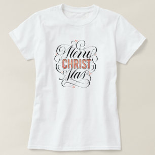 Merry CHRISTmas Christian Red Marquee Calligraphy T-Shirt