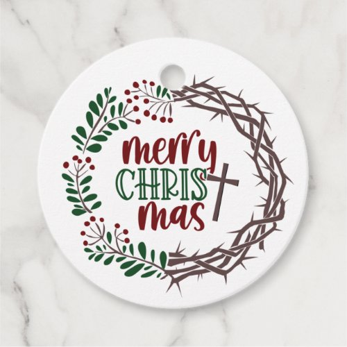 Merry CHRISTmas Christian Religious Wreath Gift Favor Tags