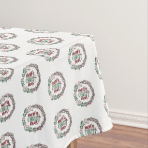 Merry CHRISTmas Christian Worship Wreath Holiday  Tablecloth