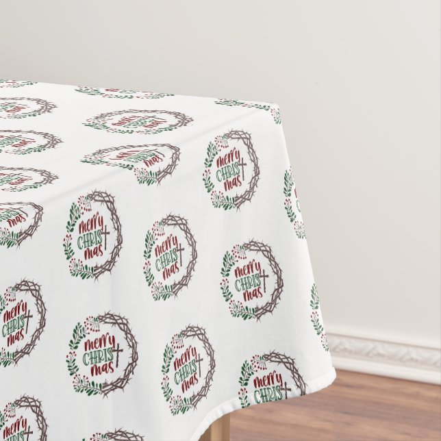 Merry CHRISTmas Christian Worship Wreath Holiday  Tablecloth (In Situ)