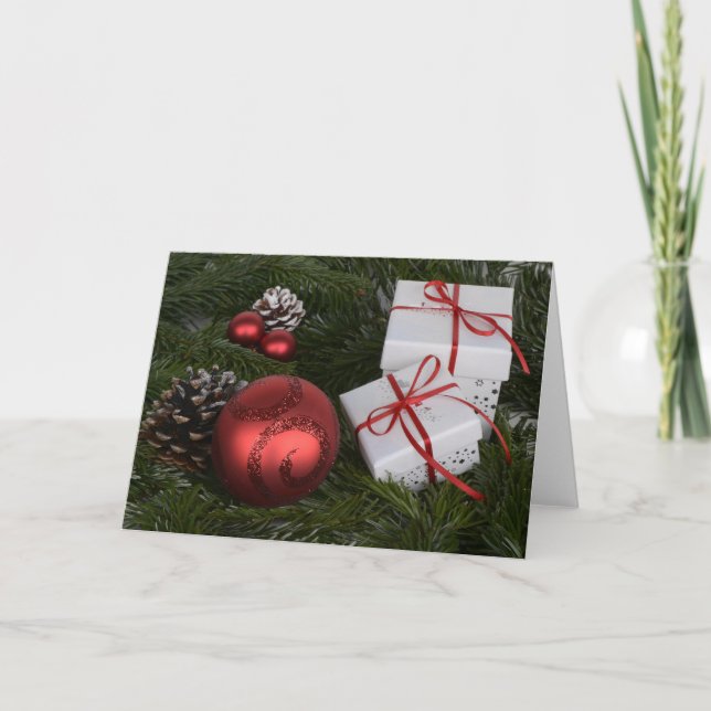 Merry christmas,Christmas balls Holiday Card (Front)