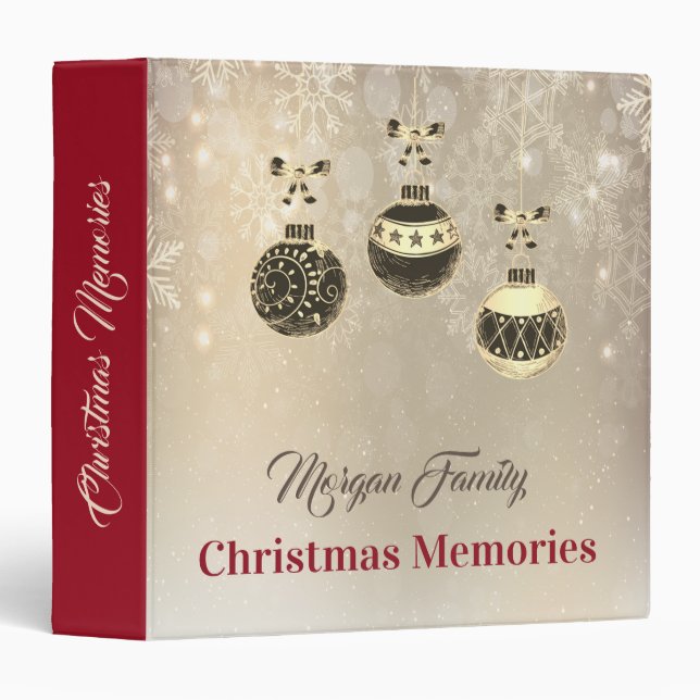 Merry Christmas,Christmas Balls, Snowflakes 3 Ring Binder (Front/Spine)