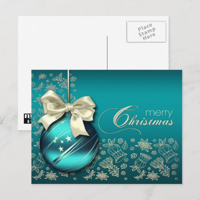 Merry Christmas. Christmas Bauble Holiday Postcard (Front/Back)