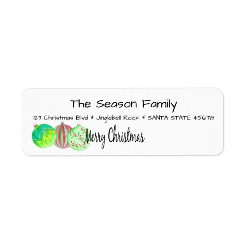 Merry Christmas Christmas baubles watercolor Label