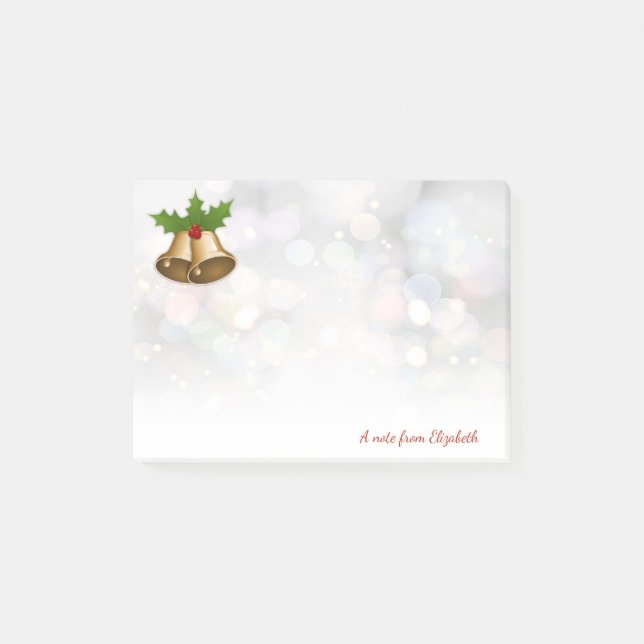 Merry Christmas,Christmas Bell,Bokeh-Personalized Post-it Notes (Front)
