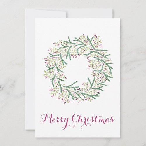 Merry Christmas Christmas berries wreath Holiday Card