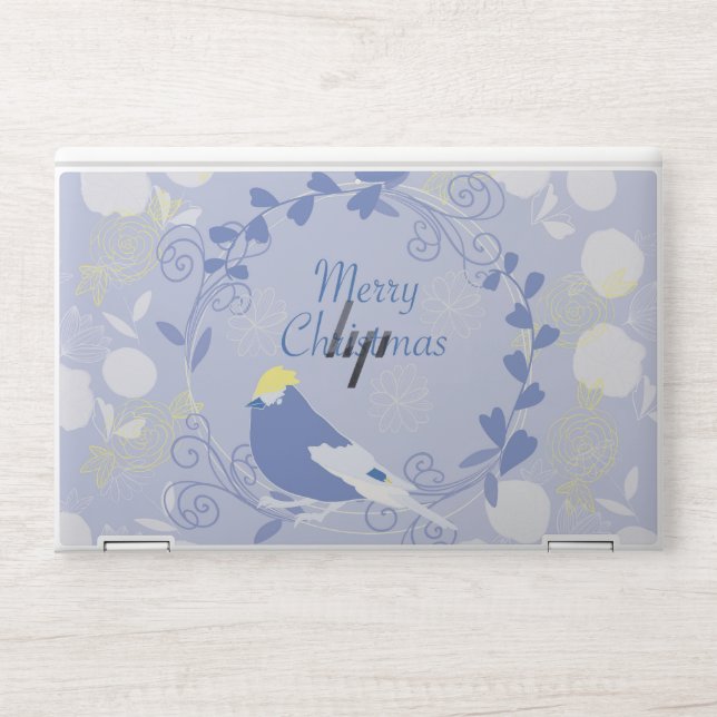 merry christmas, christmas,bird,flowers, nature, p HP laptop skin (Front)