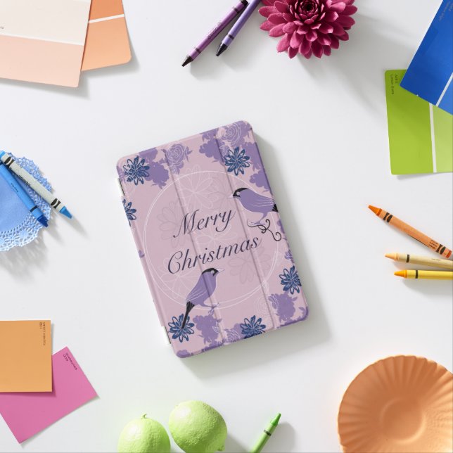 merry christmas, christmas,bird,flowers, nature, p iPad mini cover (In Situ)