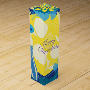 merry christmas, christmas,bird,flowers, nature wine box