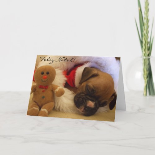 Merry Christmas Christmas Boxer Puppy greeting car Holiday Card