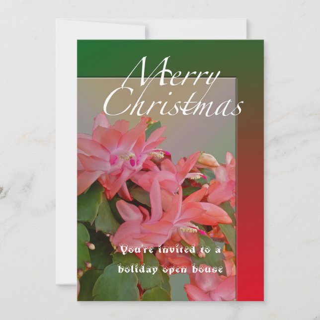 Merry Christmas Christmas Cactus Flowers Invitation (Front)