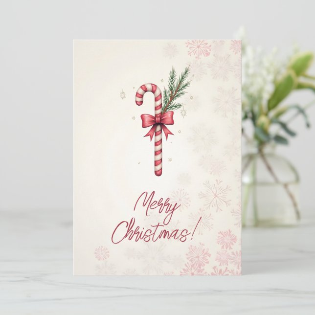 Merry Christmas! Christmas card. Christmas candy  Holiday Card (Standing Front)