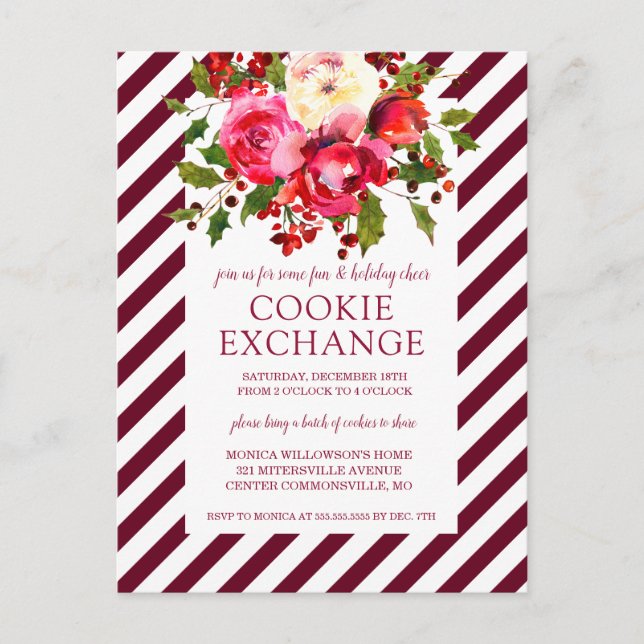 Merry Christmas | Christmas Cookie Exchange Holiday Postcard (Front)