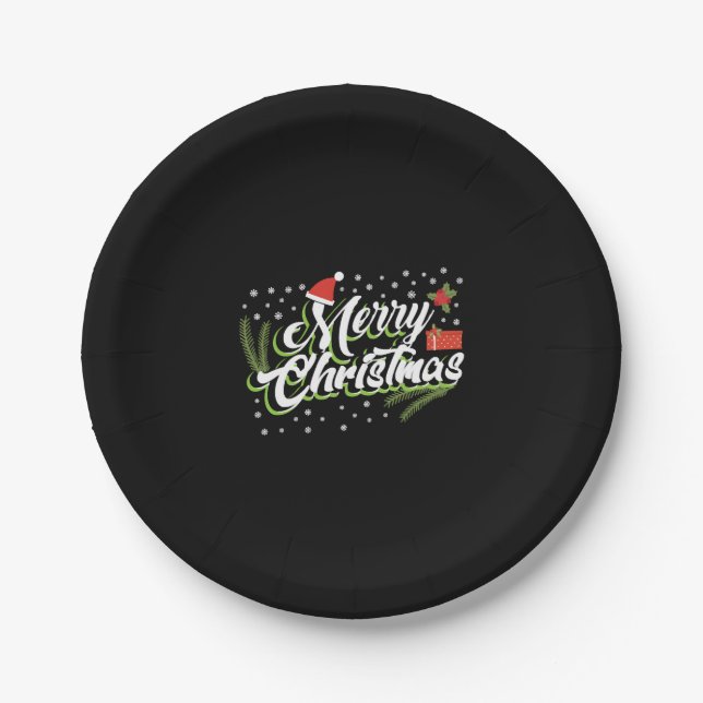 Merry Christmas - Christmas design Paper Plates (Front)