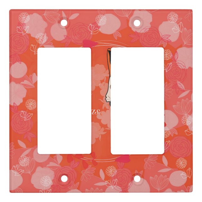 merry christmas, christmas,fox,flowers, nature, gi light switch cover (Front)