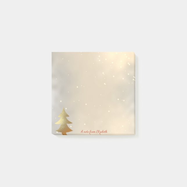 Merry Christmas,Christmas Gold Tree -Personalized Post-it Notes (Front)