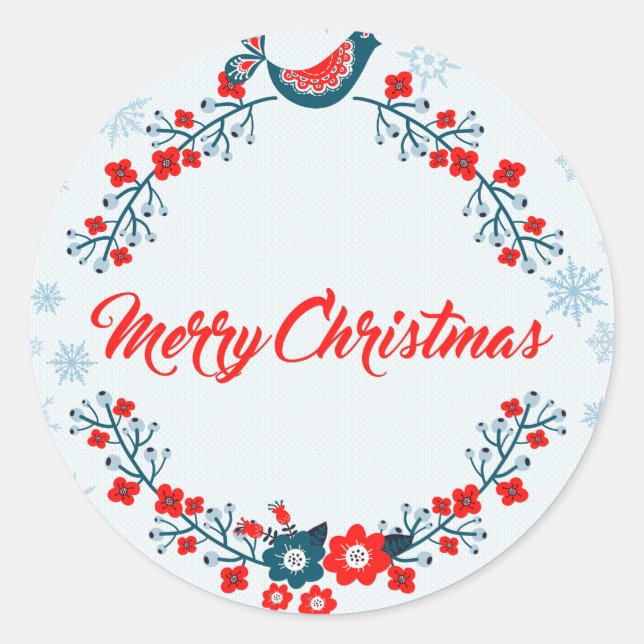 merry christmas christmas greeting classic round sticker (Front)