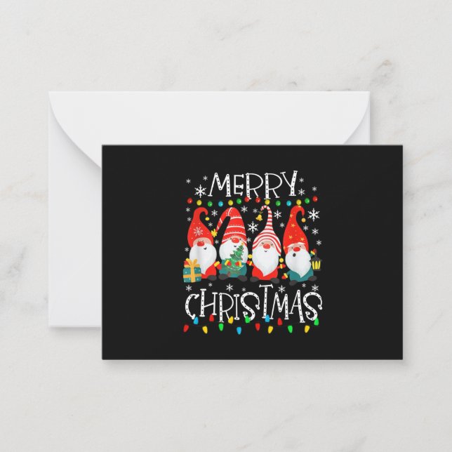Merry Christmas Christmas Lights Matching Gnome Note Card (Front)