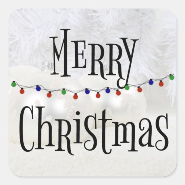Merry Christmas, Christmas lights, Square Sticker (Front)
