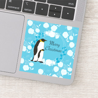 merry christmas, christmas,penguin,flowers sticker