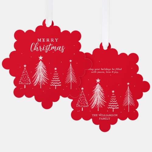 Merry Christmas  Christmas Pine Tree Pattern  Ornament Card