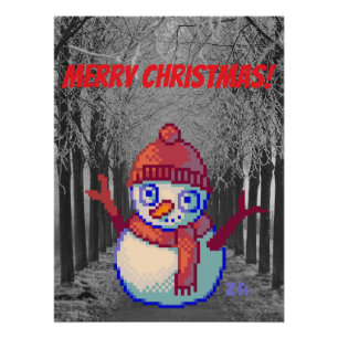 Merry Christmas, Christmas, Pixel Art Poster