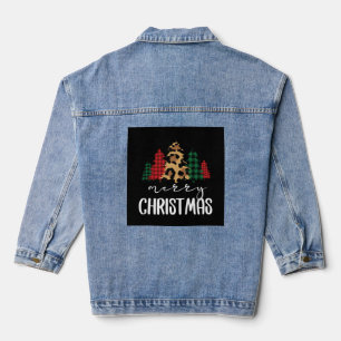 Merry Christmas Christmas Svg Leopard Tree Denim Jacket