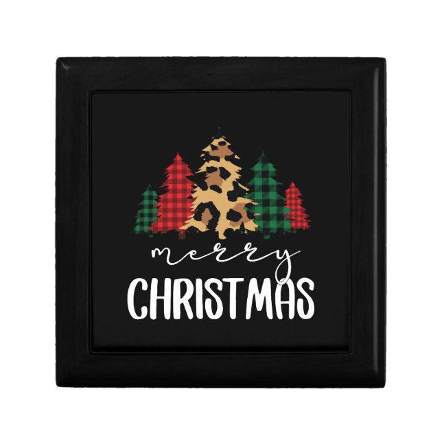 Merry Christmas Christmas Svg Leopard Tree Gift Box (Front)