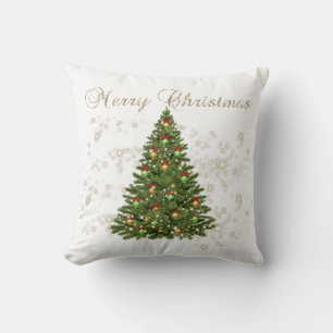 Merry Christmas, Christmas Tree, Balls Throw Pillow