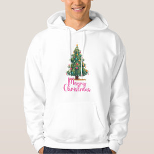 Merry Christmas, Christmas Tree, Holiday, Pink Hoodie