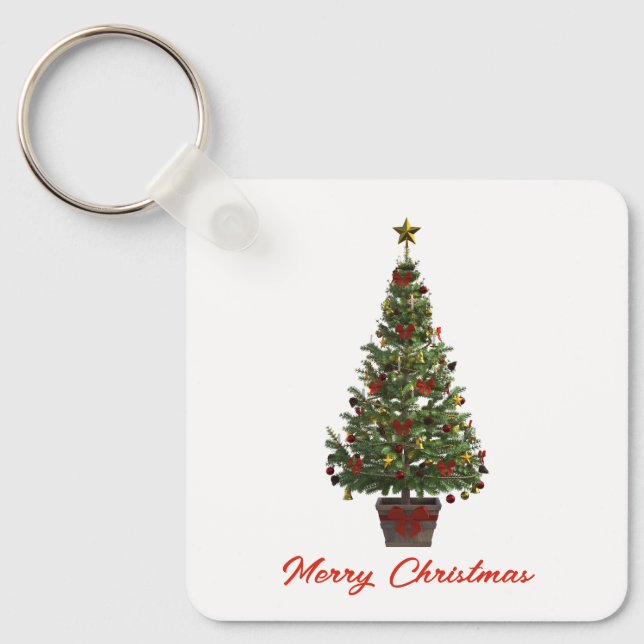 Merry Christmas. Christmas Tree Keychain (Front)