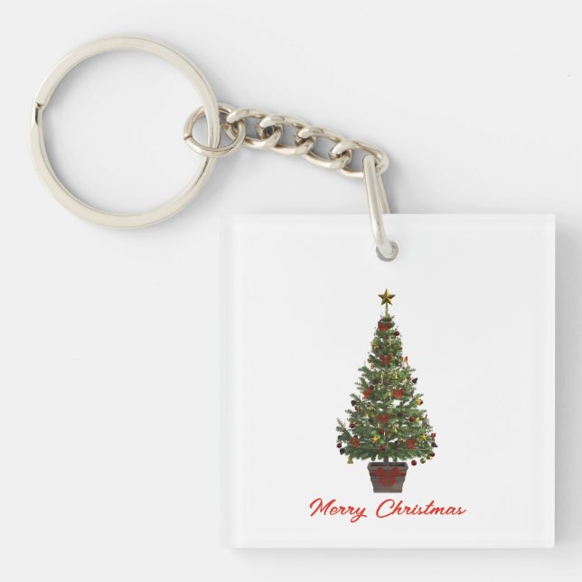 Merry Christmas. Christmas Tree Keychain (Front)