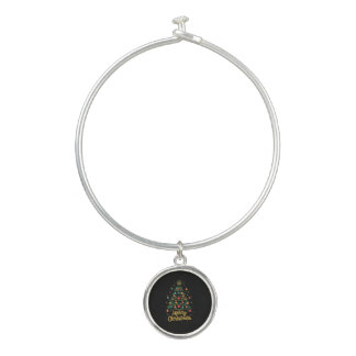 Merry Christmas Christmas Tree Lights Christmas Tr Bangle Bracelet