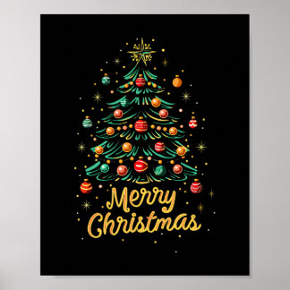 Merry Christmas Christmas Tree Lights Christmas Tr Poster