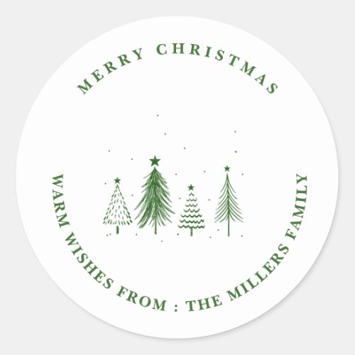 Merry Christmas  Christmas Tree Pattern  Classic Round Sticker