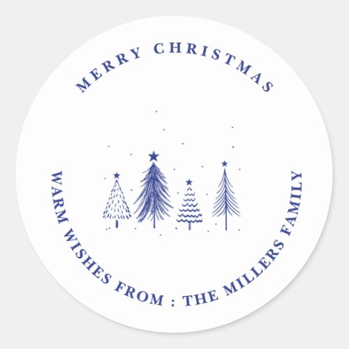 Merry Christmas  Christmas Tree Pattern Classic Round Sticker