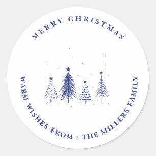 Merry Christmas Christmas Tree Pattern Classic Round Sticker