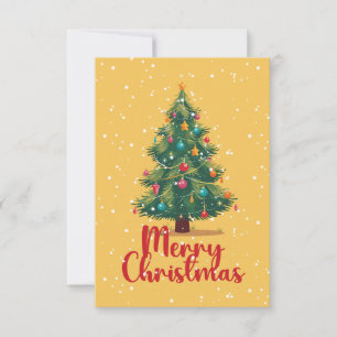 Merry Christmas, Christmas Tree, Snow, Holiday  RSVP Card