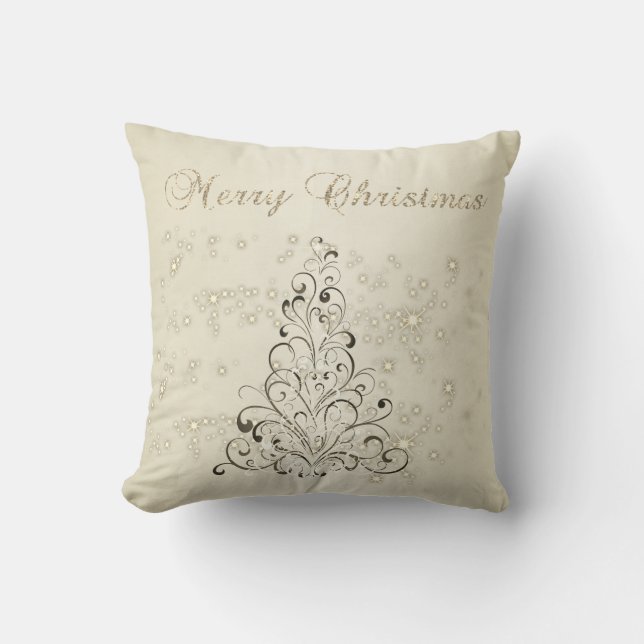 Merry Christmas,Christmas Tree,Sparkles Throw Pillow (Front)