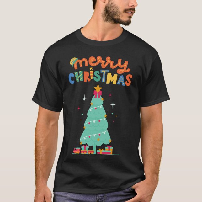 MERRY CHRISTMAS - Christmas Tree T-Shirt (Front)