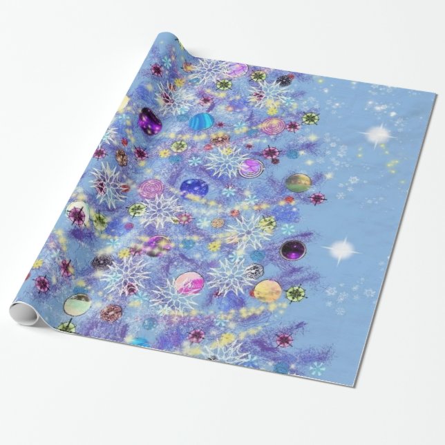 Merry Christmas - Christmas Tree Wrapping Paper (Unrolled)