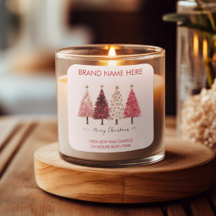 Merry Christmas Christmas Trees Candle Labels
