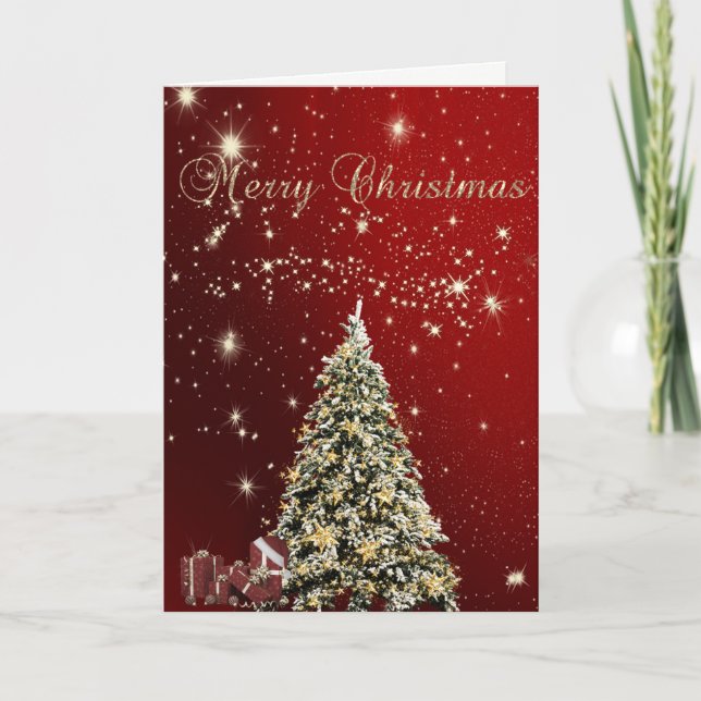 Merry Christmas,Christmas Trees ,Presents Holiday Card (Front)
