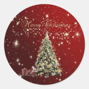 Merry Christmas,Christmas Trees ,Presents Holiday Classic Round Sticker