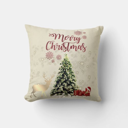 Merry ChristmasChristmas Trees PresentsReindeer Throw Pillow