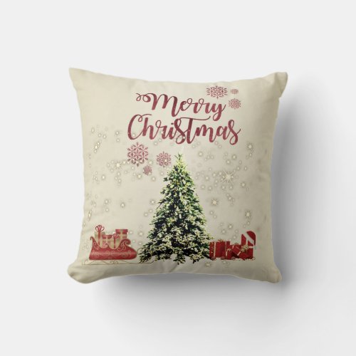 Merry ChristmasChristmas Trees PresentsSleigh Throw Pillow