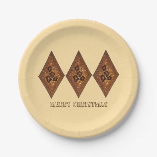 Merry Christmas Cinnamon Sand Tart Cookie Holiday Paper Plates