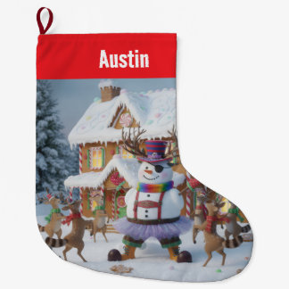 Merry Christmas Circle of Favorite Holiday Symbols Large Christmas Stocking