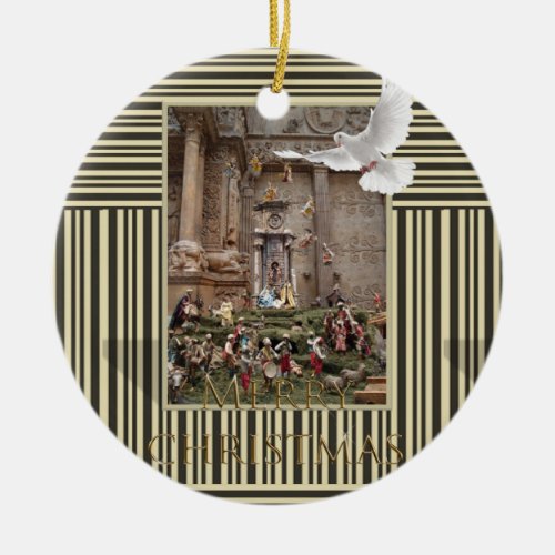 Merry Christmas Circle Ornament Jesus Nativity Ceramic Ornament