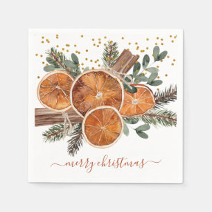 Merry Christmas Citrus Pine Holiday Napkins